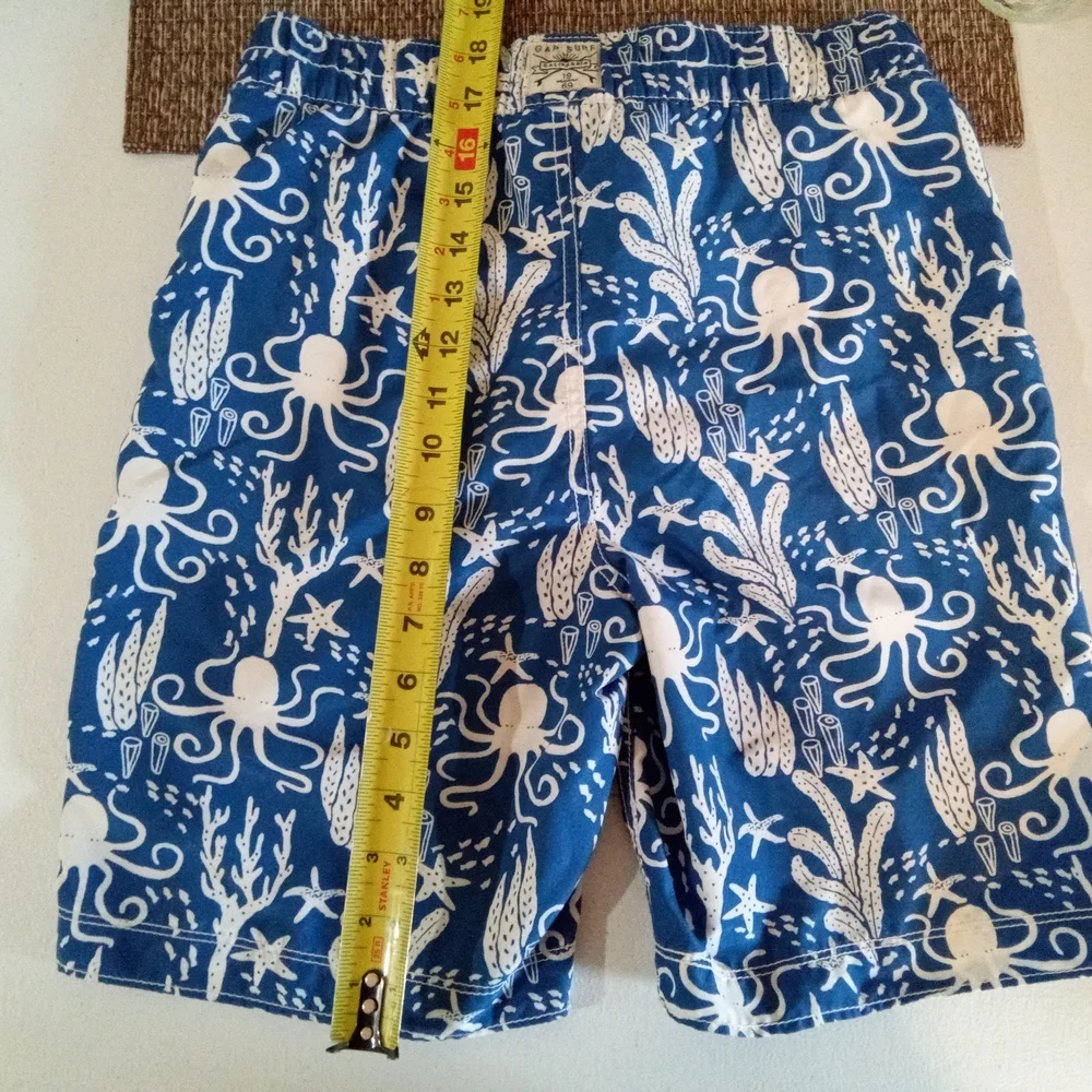 Boys Swim Trunks Board Shorts Mesh Lined Elastic Tie Waist Blue Sea Pool Gapkids